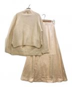 emmi atelier（エミアトリエ）の古着「リブニットサテンスカートset」｜ベージュ
