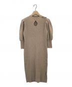 HER LIP TO（）の古着「Open Drop Detailed Knit Dress」｜ピンクベージュ