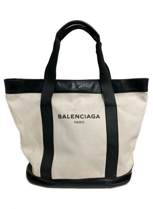 BALENCIAGA（バレンシアガ）BALENCIAGA (バレンシアガ) ロゴトートバッグ アイボリー×ブラック サイズ:-の古着・服飾アイテム