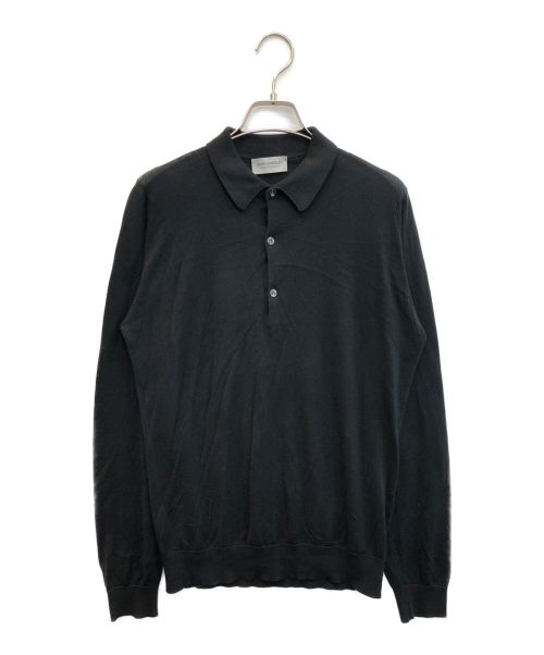 JOHN SMEDLEY（ジョンスメドレー）JOHN SMEDLEY (ジョンスメドレー) ロングスリーブニットポロシャツ ブラック サイズ:Sの古着・服飾アイテム