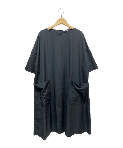 LE GLAZIK（ル グラジック）LE GLAZIK (ル グラジック) リネンクロス ポケット付きワンピース ブラック サイズ:36 未使用品の古着・服飾アイテム