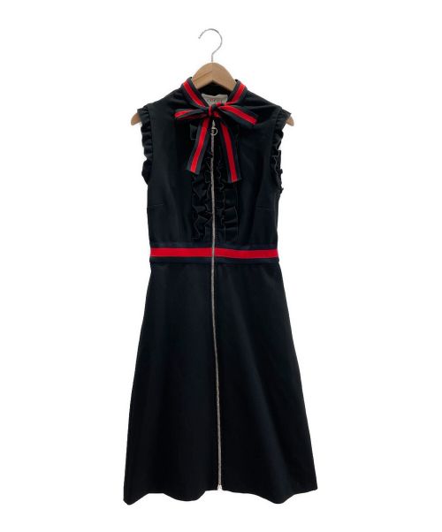 GUCCI（グッチ）GUCCI (グッチ) ウェブトリムジャージードレス ブラック サイズ:Ｓの古着・服飾アイテム