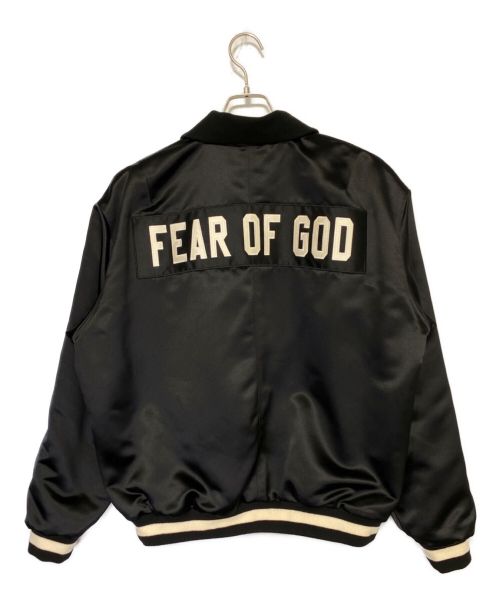 Fear Of God（フィア・オブ・ゴッド）Fear Of God (フィア・オブ・ゴッド) バックロゴハーフジップサテンジャケット ブラック サイズ:Lの古着・服飾アイテム