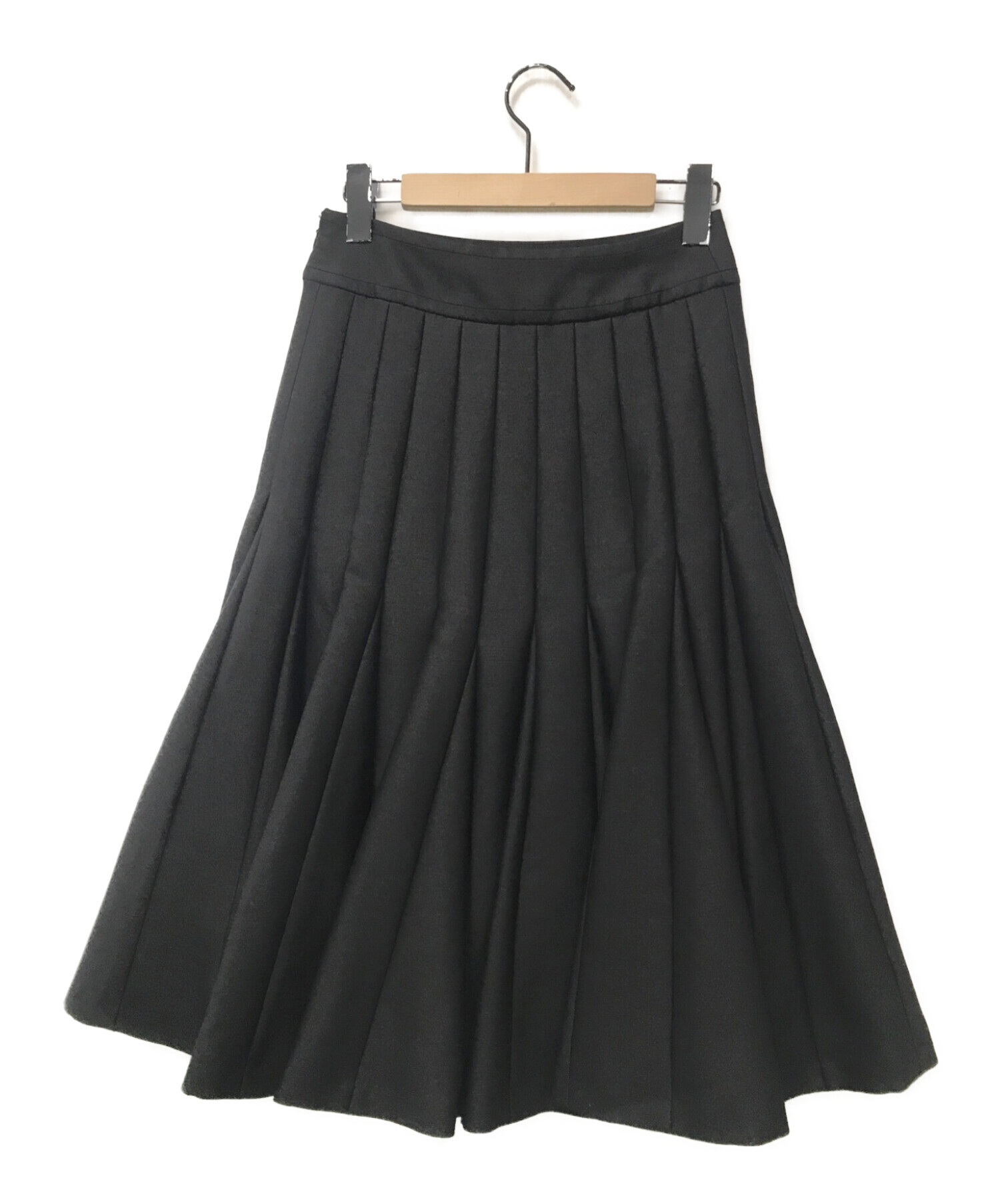 ANAYI (アナイ) シルクウールツイルフレアスカート ブラック サイズ:36 未使用品