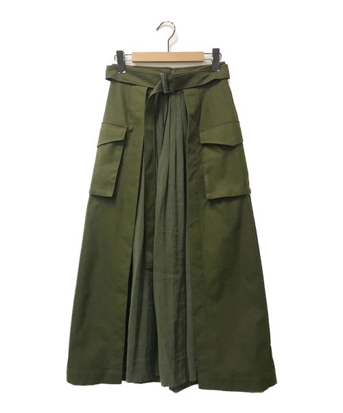 CLANE（クラネ）CLANE (クラネ) ミリタリープリーツドッキングスカート カーキ サイズ:1の古着・服飾アイテム