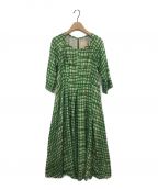 Sybilla（シビラ）の古着「ウォーターカラーチェックドレス」｜黄緑