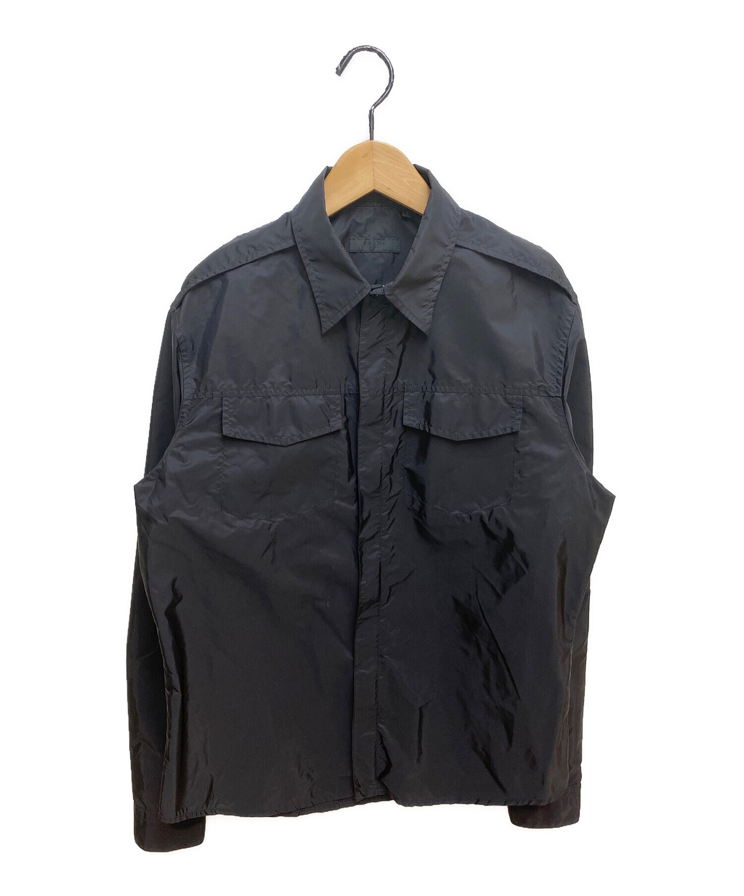 PRADA (プラダ) ジップアップナイロンシャツ ブラック サイズ:S