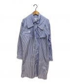 COMME des GARCONS SHIRTコムデギャルソンシャツ）の古着「20SS ストライプトレンチロングシャツ」｜ブルー×ホワイト