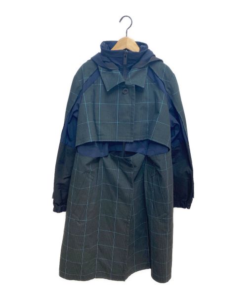 sacai（サカイ）sacai (サカイ) レイヤードトレンチコート グリーン×ネイビー サイズ:2の古着・服飾アイテム