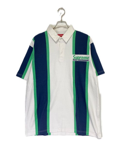 SUPREME（シュプリーム）SUPREME (シュプリーム) Stripe S/S Rugby ホワイト×ネイビー サイズ:Lの古着・服飾アイテム