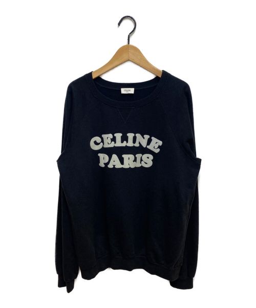CELINE（セリーヌ）CELINE (セリーヌ) 20AW フロックド カシミヤ クルーネックスウェットシャツ ブラック サイズ:Mの古着・服飾アイテム