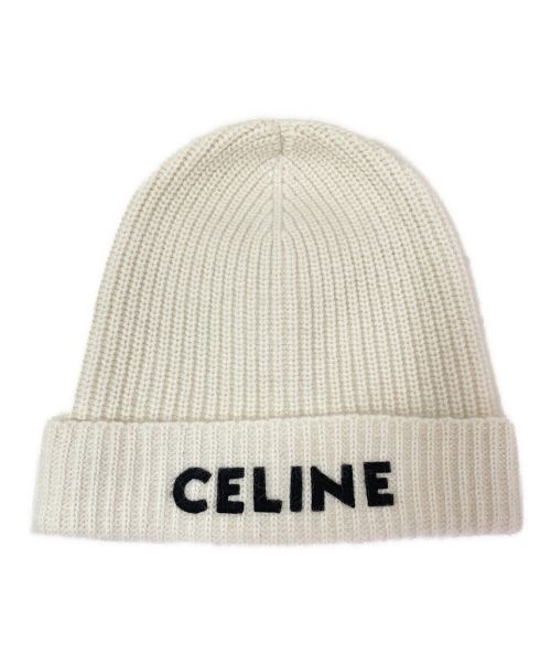 CELINE（セリーヌ）CELINE (セリーヌ) エンブロイダリーニット帽 ホワイト サイズ:TU（Free）の古着・服飾アイテム