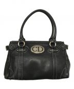 Christian Dior）の古着「CDロゴプレートトートバッグ」｜ブラック