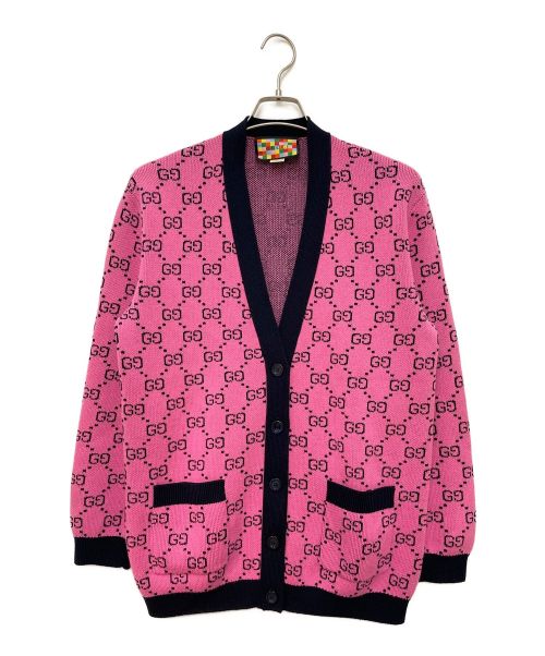 GUCCI（グッチ）GUCCI (グッチ) 21AW GGマルチカラー ウールコットンカーディガン ピンク サイズ:XSの古着・服飾アイテム