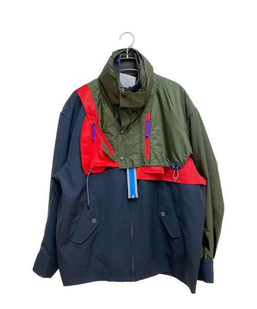 KOLOR（カラー）KOLOR (カラー) オーバーサイズブロックジップジャケット ネイビー×オリーブ サイズ:1の古着・服飾アイテム