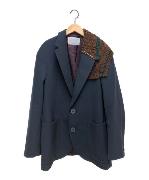 KOLOR（カラー）KOLOR (カラー) ドライウールニットジャケット ブラック×ブラウン サイズ:1の古着・服飾アイテム