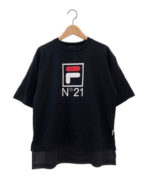 N°21（ヌメロヴェントゥーノ）N°21 (ヌメロヴェントゥーノ) FILA (フィラ) メッシュロゴTシャツ ブラック サイズ:XSの古着・服飾アイテム