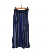 Mame Kurogouchi（マメクロゴウチ）の古着「Stripe HAMAGURI Knit Skirt」｜ネイビー