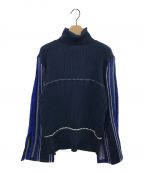 Mame Kurogouchi（）の古着「Stripe HAMAGURI Knit Pullover」｜ネイビー