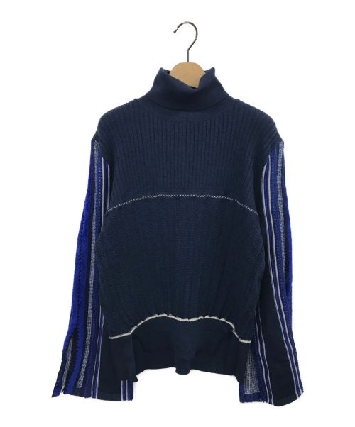 Mame Kurogouchi（マメクロゴウチ）mame kurogouchi (マメクロゴウチ) Stripe HAMAGURI Knit Pullover ネイビー サイズ:1の古着・服飾アイテム