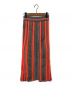 Mame Kurogouchi（マメクロゴウチ）の古着「Stripe HAMAGURI Knit Skirt」｜オレンジ