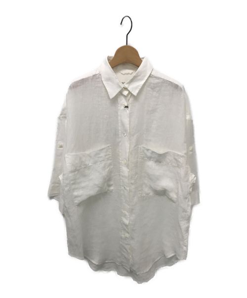 YANUK（ヤヌーク）YANUK (ヤヌーク) ロールアップスリーブリネンシャツ ホワイト サイズ:Fの古着・服飾アイテム