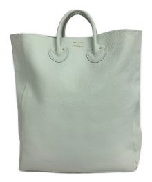 YOUNG & OLSEN The DRYGOODS STORE（ヤングアンドオルセン ザ ドライグッズストア）の古着「EMBOSSED LEATHER TOTE L」｜ミントグリーン