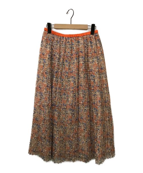 DRAWER（ドゥロワー）Drawer (ドゥロワー) フラワープリントプリーツスカート ベージュ サイズ:36の古着・服飾アイテム