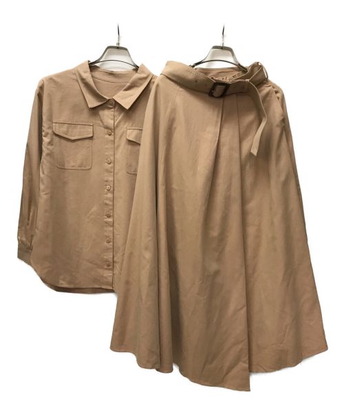JUSGLITTY（ジャスグリッティー）JUSGLITTY (ジャスグリッティー) ベルテッドシャツセットアップ キャメル サイズ:1の古着・服飾アイテム