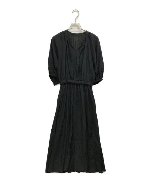 ANAYI（アナイ）ANAYI (アナイ) ライトローンギャザーフレアワンピース ブラック サイズ:36の古着・服飾アイテム