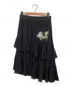 VIVIENNE TAMヴィヴィアンタム）の古着「ストレッチネッティングWITHフラワー刺繍スカート」｜ブラック