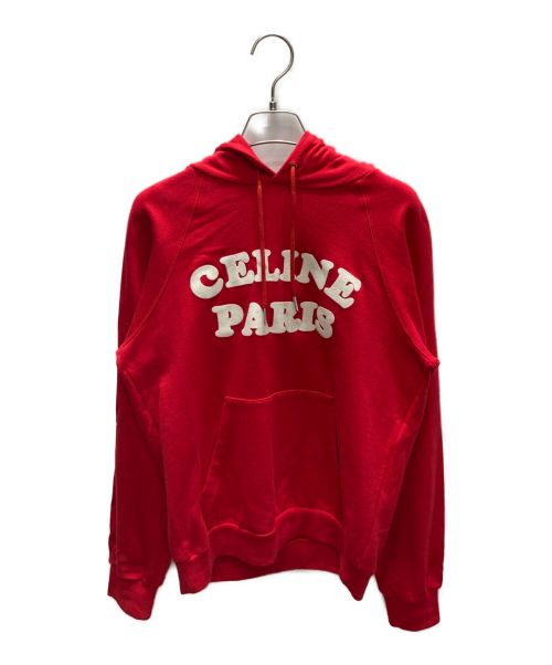 CELINE（セリーヌ）CELINE (セリーヌ) コットンカシミヤプルオーバーパーカー レッド サイズ:Mの古着・服飾アイテム