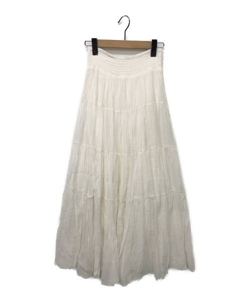 Snidel（スナイデル）Snidel (スナイデル) シアーボリュームティアードスカート ホワイト サイズ:Fの古着・服飾アイテム