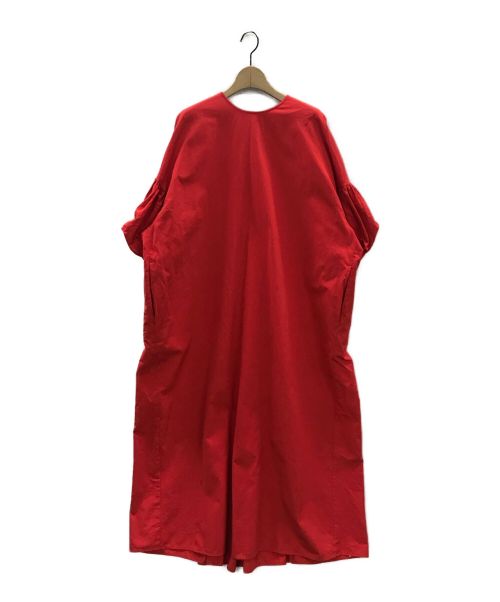 ENFOLD（エンフォルド）ENFOLD (エンフォルド) Washed COバルーンスリーブドレス レッド サイズ:38の古着・服飾アイテム