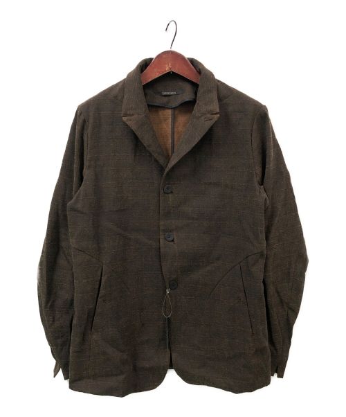 D.HYGEN（ディーハイゲン）D.HYGEN (ディーハイゲン) 泥染めブロークンスラブコットンアンコンジャケット Mud Black(ブラウン) サイズ:3の古着・服飾アイテム
