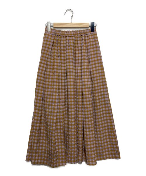 IENA（イエナ）IENA (イエナ) ギンガムギャザースカート ベージュ サイズ:SIZE36の古着・服飾アイテム