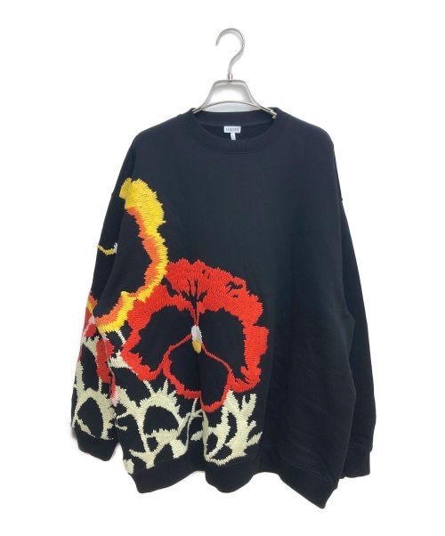 LOEWE（ロエベ）LOEWE (ロエベ) Pansies Embroidery Sweatshirt ブラック サイズ:XSの古着・服飾アイテム