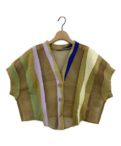 AKIRA NAKA（アキラナカ）AKIRA NAKA (アキラナカ) Ynes net combi knit cardigan / コンビネーションカーディガン オリーブ サイズ:2の古着・服飾アイテム
