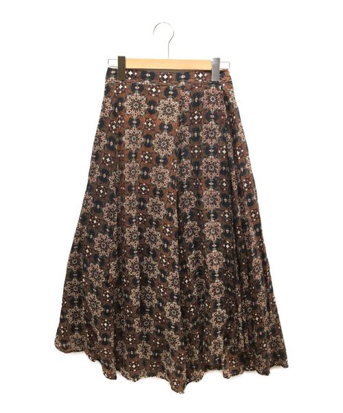 UHURU（ウフル）UHURU (ウフル) プリントスカート ブラウン サイズ:Ｍの古着・服飾アイテム