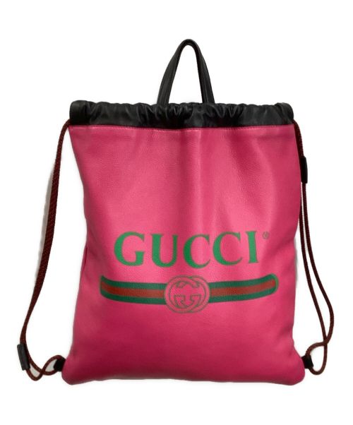 GUCCI（グッチ）GUCCI (グッチ) ドローストリングバックパック ピンクの古着・服飾アイテム