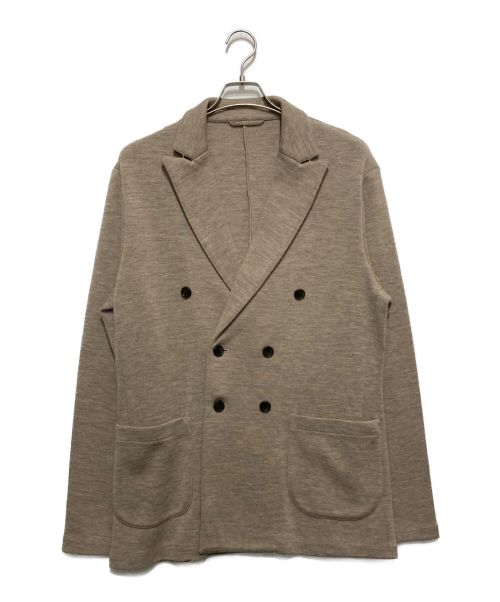 ETONNE（エトネ）ETONNE (エトネ) ウール ハーフミラノリブニット ダブルブレストジャケット ベージュ サイズ:XLの古着・服飾アイテム