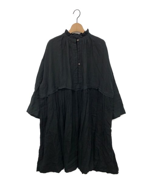 nest Robe（ネストローブ）nest Robe (ネストローブ) リネン×リネンガーゼチャーチチュニック ブラック サイズ:Fの古着・服飾アイテム