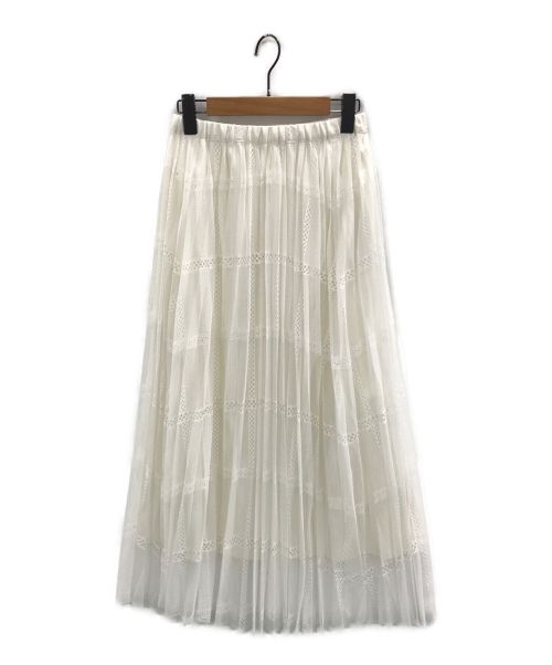 Diagram（ダイアグラム）Diagram (ダイアグラム) チェックチュールプリーツスカート ホワイト サイズ:36の古着・服飾アイテム