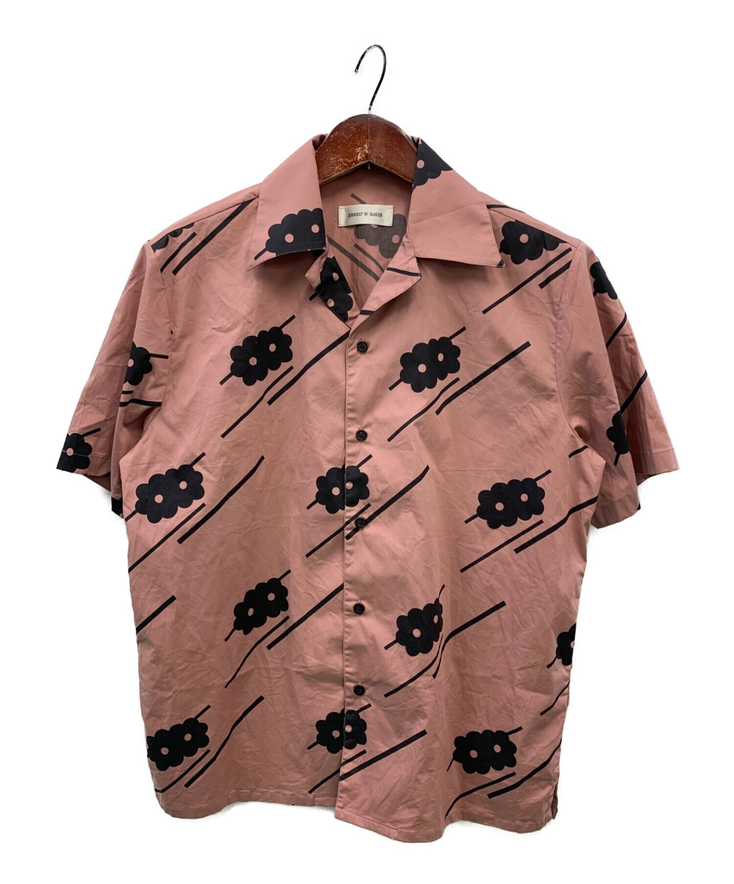 ERNEST W. BAKER (アーネストダブルベイカー) Bowling Shirt ピンク サイズ:48