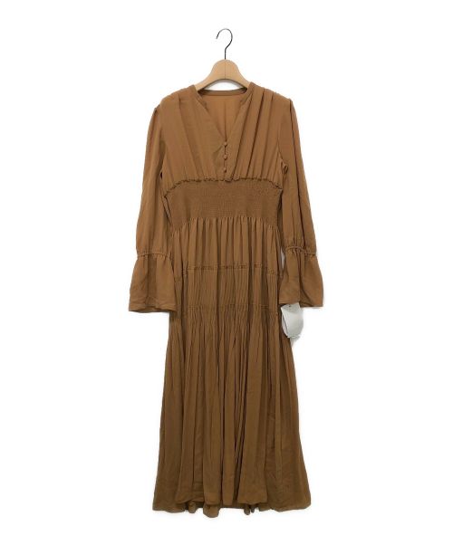 CELFORD（セルフォード）CELFORD (セルフォード) シャーリングプリーツワンピース ブラウン サイズ:38 未使用品の古着・服飾アイテム