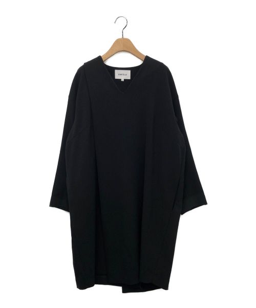 ENFOLD（エンフォルド）ENFOLD (エンフォルド) ダブルクロスVネックタックドレス ブラック サイズ:38の古着・服飾アイテム