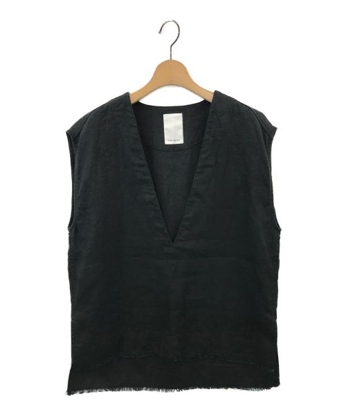 SHENERY（シーナリー）SHENERY (シーナリー) リネンVネックベスト ブラック サイズ:Fの古着・服飾アイテム