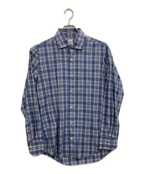 finamore（フィナモレ）Finamore (フィナモレ) チェックシャツ ブルー サイズ:15/30の古着・服飾アイテム