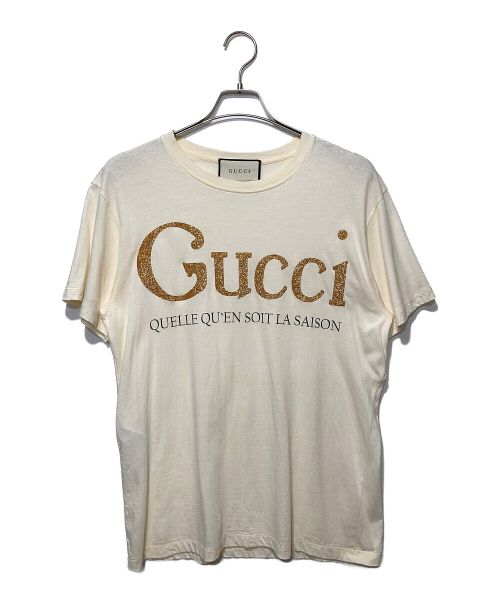 GUCCI（グッチ）GUCCI (グッチ) プリントTシャツ ベージュ サイズ:XXS　155/80Yの古着・服飾アイテム