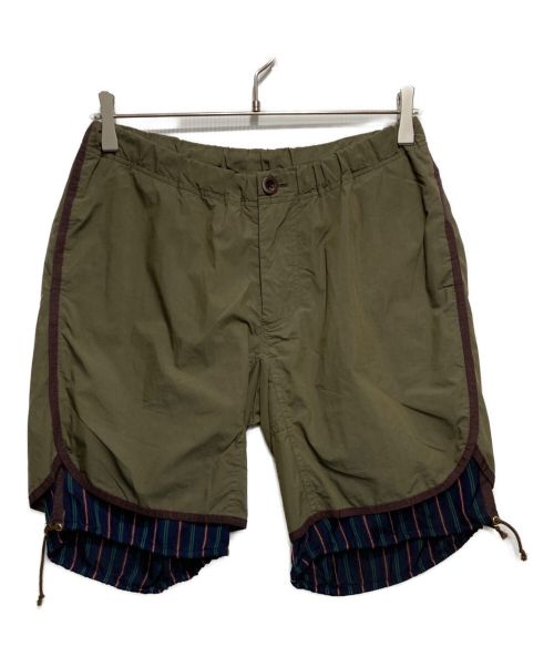 kolor/BEACON（カラービーコン）kolor/BEACON (カラービーコン) レイヤードデザインショートパンツ オリーブ サイズ:1の古着・服飾アイテム